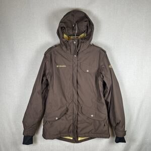Columbia Convert Womens Full Zip Hooded Jacket Insulated Brown Small Vented EUC